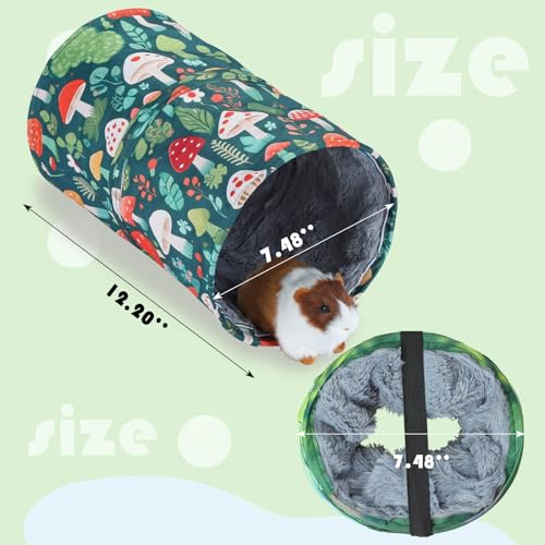 IBWell Cute Mushroom Guinea Pig Hideout Tunnel Bunny Tunnel Guinea Pig Tunnels and Tubes Hamster Tunnel Soft Tunnel - color: mushroom