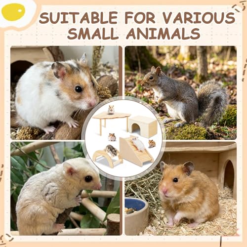 Breezehug 4 Pcs Hamster Cage Accessories Hamster Platform Toy, Log Cabin - style: Log Cabin