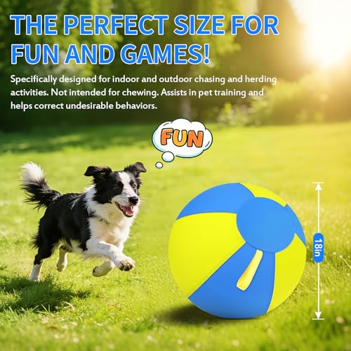 Herding Ball for Dogs with 1000D Oxford Cover, 18 Inch Interactive Dog Ball Toy with Handles, Anti Burst Heavy Duty Toy for Medium Breeds, Australian Shepherds, Border Collies, Agility Training