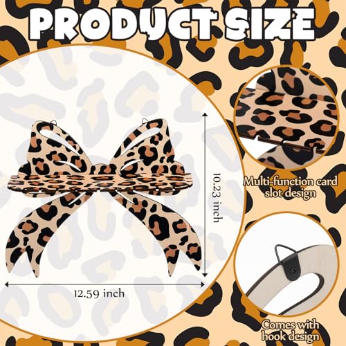 Pinkunn 2 Pcs Brown Leopard Bow Wall Shelves Floating, Wooden