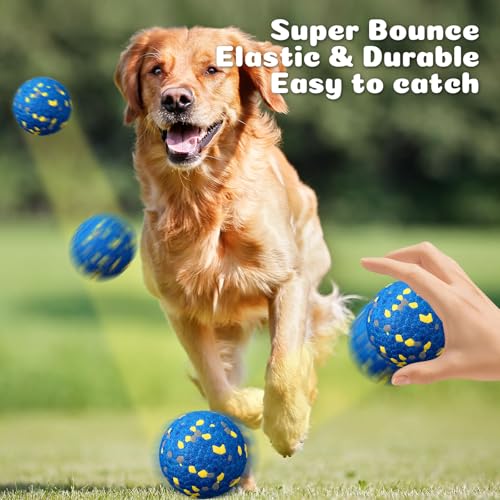 3 Pcs Teyva Dog Toys Balls Chew Fetch, Yarnball,Tennis,Round, Blue - color: Blue, size: Yarnball,Tennis,Round