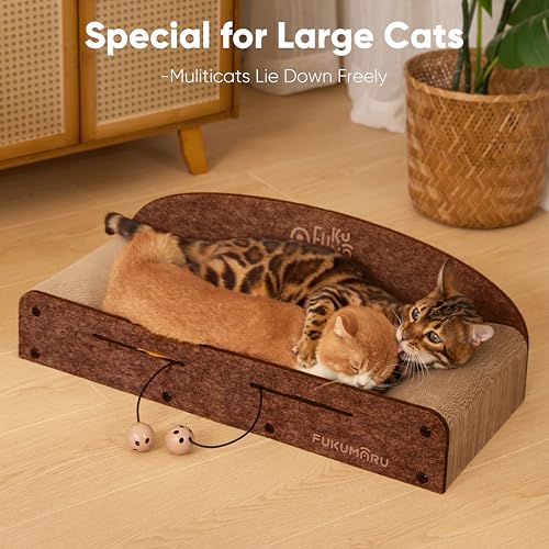 FUKUMARU Large Cat Scratcher Bed, 26 Inch Cat Scratching Bed Sofa Indoor - color: Caramel