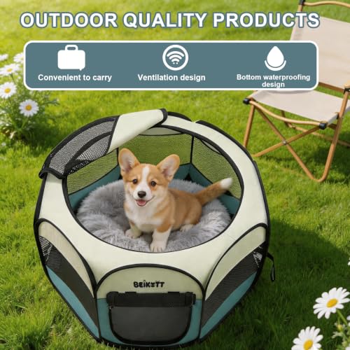 Dog Cat Playpen, Puppy Pet Crate Tent Cage, Home Enclosure Kennel - color: Grey, size: L(45"L x 45"W x 23"H)