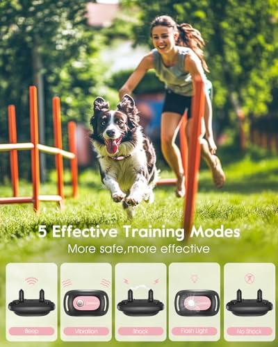 SLOPEHILL Dog Shock Collar,4200FT Dog Training Collar with Remote,Pink - color: Pink