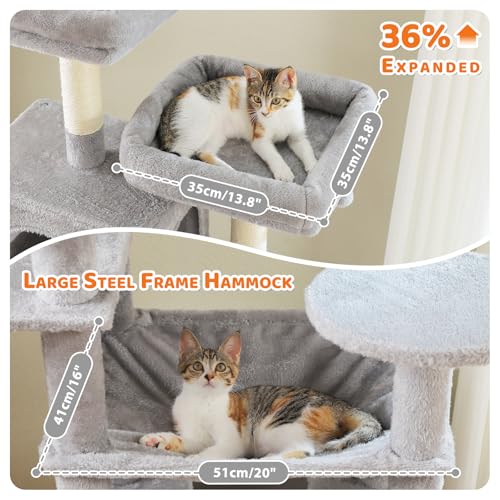PAWZ Road XXL 81" Cat Tree Large Cats with Big Condos,Perches Sisal Posts - color: Gray, size: 81"