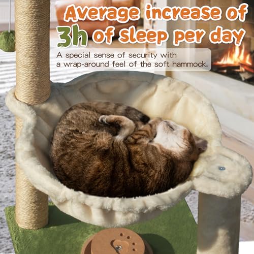 Fantasreen Cat Tree 28'' with Hammock & Interactive Toy for Indoor Cats - color: White-28 Inches