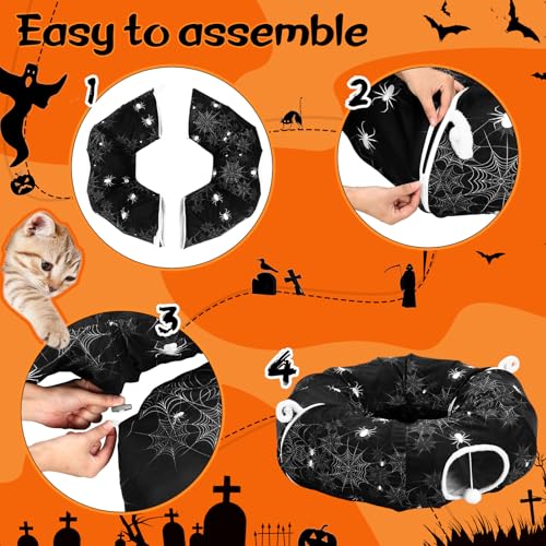Aliceset Halloween Cat Tunnel Bed for Indoor Cats