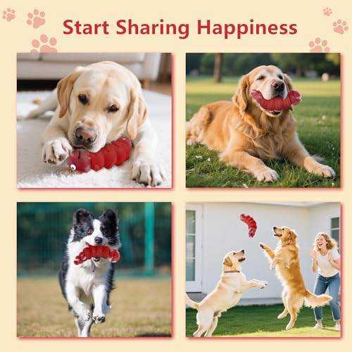 Indestructible Dog Toys for Aggressive Chewers, Tough Toy - color: Red