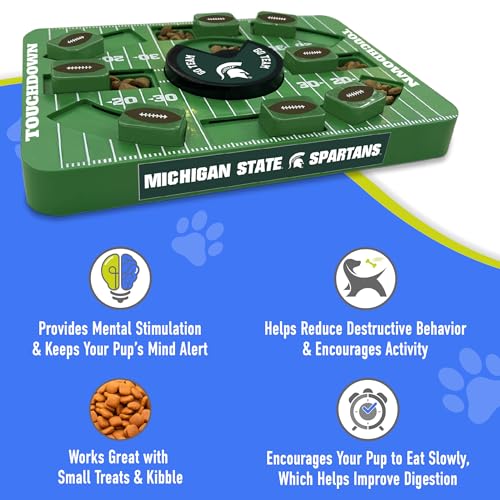 Pets First NCAA Michigan State Large Puzzle Toy, New Size, Interactive Dog Treat & Slow Feeding Toy - color: Michigan State Spartans, size: Large
