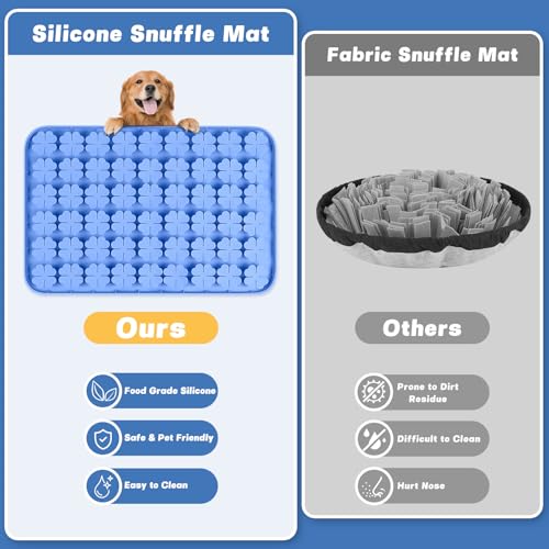 Silicone Snuffle Mat for Dogs 23.6"x 15.7" Large Slow Feeder Mat, Blue - color: Blue:23.6"x15.7"