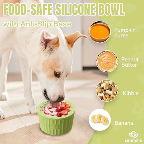 Dog Lick Bowl, Anxiety Relief Dog Licking Mat Freezer Treat Dispenser, Non-Slip Anti-Choking Silicone Slow Feeder Lick Bowl for Small Medium & Large Breed Dogs, BPA Free(Green,S) - color: Green, size: S