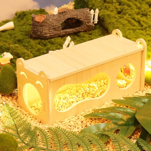 2pcs Smiley Hamster Tunnel – Natural Solid Wood Hideout for Small Pets | Cozy Chew-Safe Enrichment Toy for Hamsters, Gerbils & Mice
