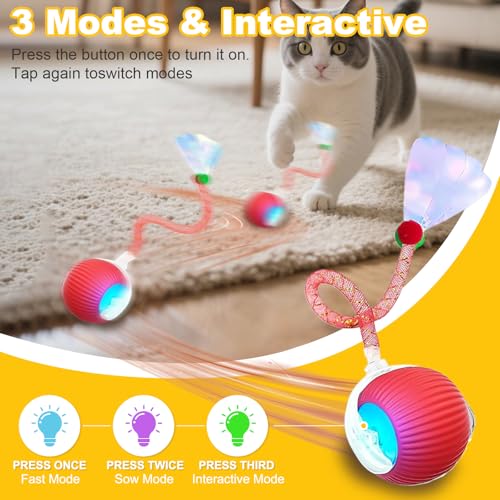 2-Pack Interactive Cat Toys Ball - color: RedGreen-1
