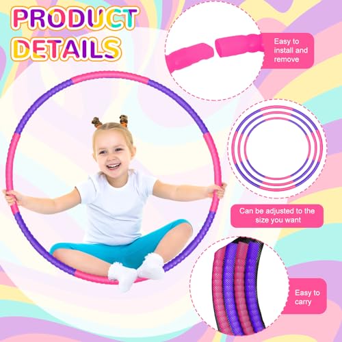Halloscume 6 Pcs Toy Hoops 28 Inch Detachable Fitness,Rose Red, Purple - color: Rose Red, Purple