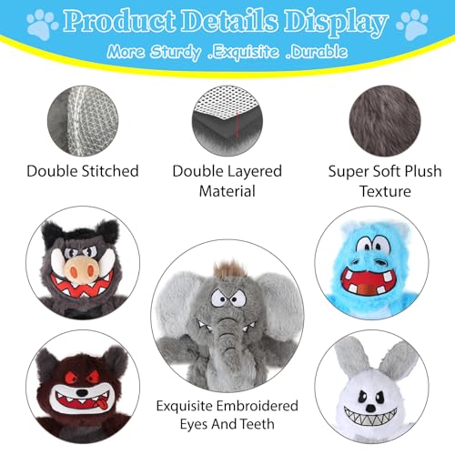 No Stuffing Squeaky Dog Toys Plush Chew toys for Small Medium Large Breed - style: 6 pack