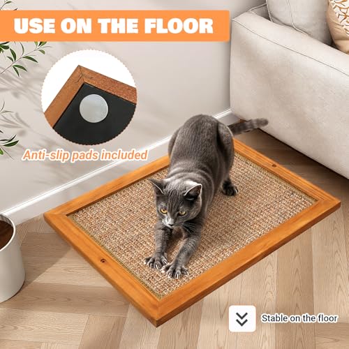 Wall Mounted Cat Scratching Post, Wooden Sisal Scratcher for Indoor Cats - size: Extra Large