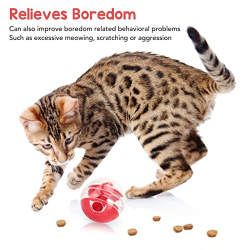 Zerodis Cat Leaky Food Toy Ball,Pet Interactive Slow Feeder Puzzle Ball Cat Treat Dispenser Toys for Bored Cats Relieve Boredom Dog Teeth Grinding Feeding