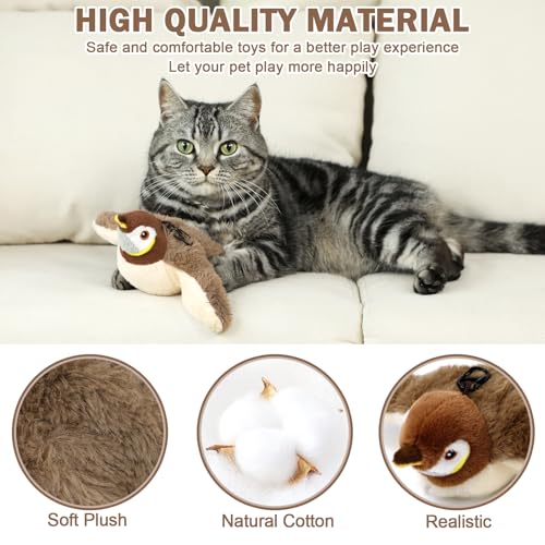Tocirelo Cat Toy Flapping Bird (No Flying), Simulate Chirping Flappy Bird - color: Brown Bird Cat Toy