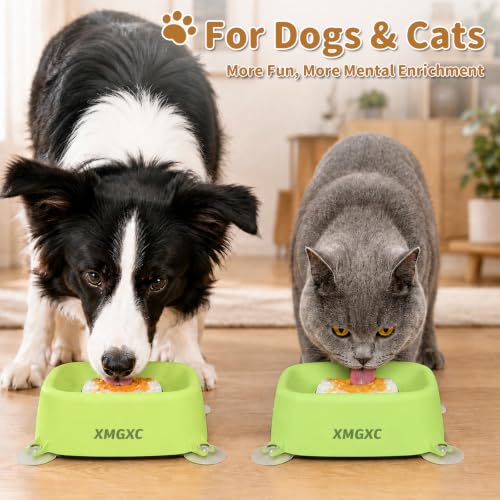 Dog Lick Bowl Slow Feeder with Rolling Log & Suction Base, Green - color: Green