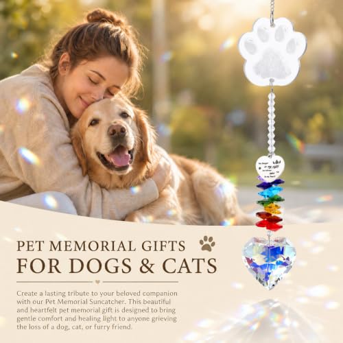 Dog Memorial Gifts for Loss of Dog, Dog Loss Memorial Suncatcher - color: Clear Cat Paw