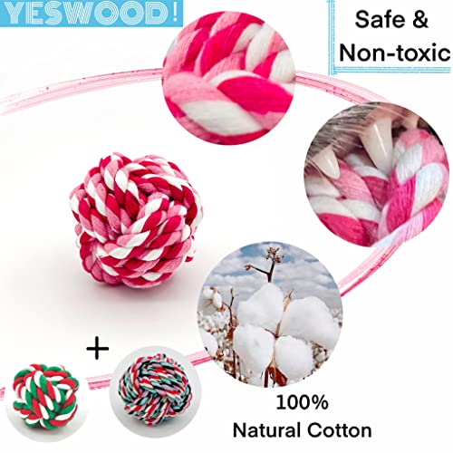 YESWOOD! Rope Balls for Dogs Small Breed,3-Pack Pink Cute Dog Teething Toy