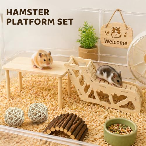 7 Pack Wooden Hamster Platform with Climbing Ladder