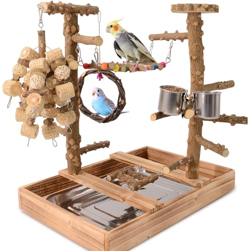Bird Perch Stand, Multi-Layer Bird Playground, Parrot Cockatoo Parakeet Chew Toys
