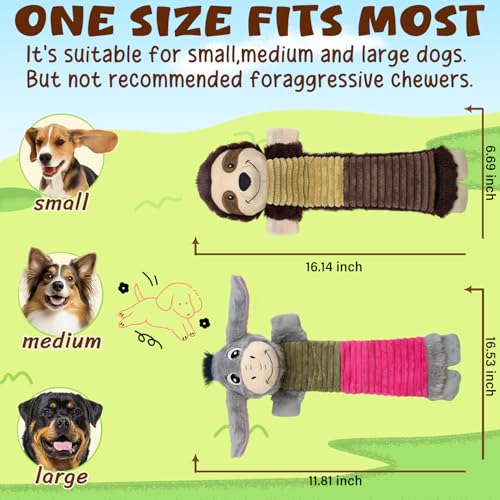 No Stuffing 2 Pack Dog Squeaky Toys, Chew with Crinkle to Large Puppy - color: Grey,coffee