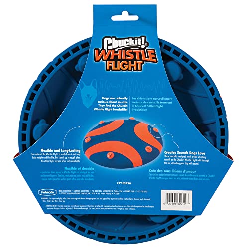 Chuckit! Whistle Flight Fetch Toy, Orange/Blue, for Medium to Large Dogs - size: 10.6"L x 1.2"W x 11.1"H
