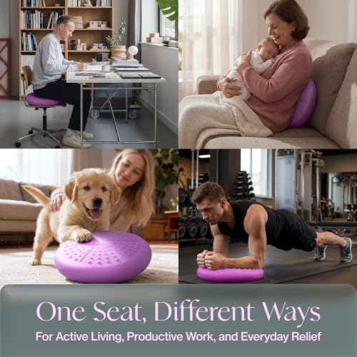 Tumaz Wobble Cushion Wiggle Seat Core Balance Disc with Pump - color: 09. Light Purple