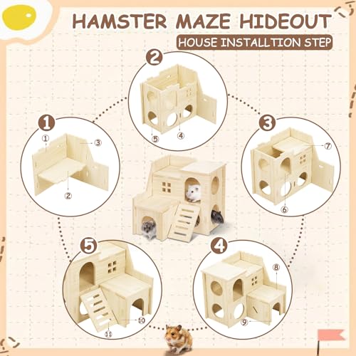 Breezehug 4 Pcs Hamster Cage Accessories Hamster Platform Toy, Villa - style: Villa