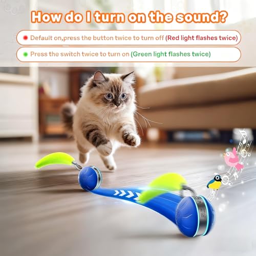 Interactive Cat Toy Ball Automatic Interactive Cat Toys for Indoor Cats with Birdsong 3 Tails 3 Modes Newly Upgraded Speedy 2.0 Tail Cat Toys for Kitten/Small/Medium/Large Cats to Keep Them Busy(Blue) - color: C01-Blue