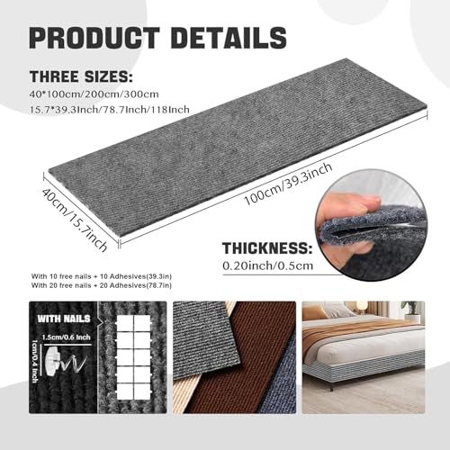 Cat Scratch Couch Furniture Protector, Self-Adhesive Scratch Pad - color: Light Grey, size: 39.3x15.8Inch