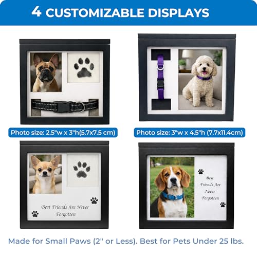 OtterPets Small Dog Urn for Ashes 4 Customizable Displays Ink Paw Print Kit - color: Black Small