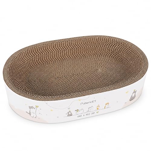 PatiencET 2-in-1 Oval Cat Scratcher Bed, Cardboard Lounger Scratch Bowl - size: Oval Wide - 1 Pack