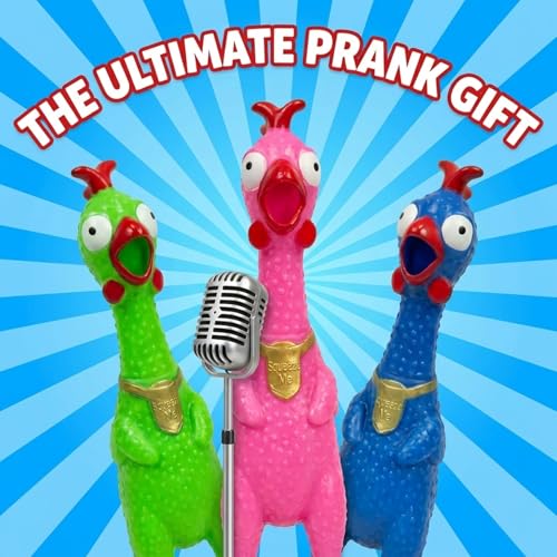 Squeeze Me Rubber Chicken Toy | Screaming Squeaky Chicken for Kids & Dogs | Novelty Prank Gag Gift (2 Pack Solid) - style: 2 Pack Solid