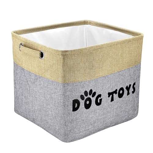 PET ARTIST Dog Toy Basket, Large Collapsible, Gray, L:15"x13"x12" - color: Gray, size: L:15"x13"x12"