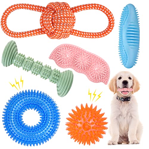 Dog Chew Toys for Puppy Teething, 3Pack 2-8 Months Puppies Teething Toys Soft & Durable Puppy Toys for Cleaning Teeth and Protects Oral Health Both Small Dogs & Medium Dog Suitable (6 Pack) - color: 6 PACK