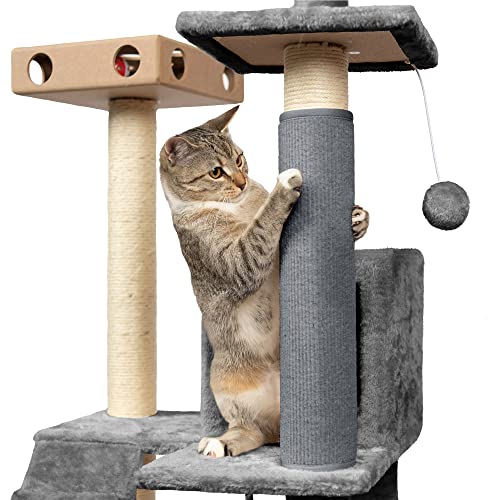 Furhaven Wrap Around Scratching Post Cover for Indoor Cats, Fits Posts Up to 3.5" Diameter, Durable & Less Mess - Tiger Tough Carpet Scratch Mat - Gray, Small - color: Scratch Post Cover - Gray, size: Small