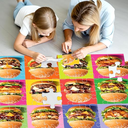 Jumbo Floor Puzzle for Kids,48 Piece Hamburger Jigsaw Puzzle Ages 3-8 - style: Hamburger
