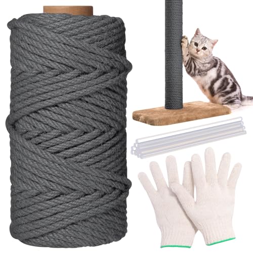 Natural Sisal Cat Rope for Posts, 1/4in ×164ft, Grey - color: Grey, size: 1/4in ×164ft
