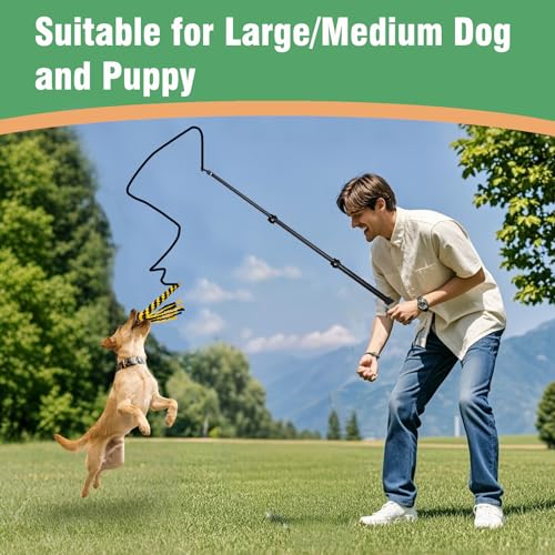 Flirt Pole for Dogs Heavy Duty 40inch Extendable Aluminum Alloy Dog Flirt Pole for Large/Medium/Small Dogs,Interactive Dog Toys for Indoor/Outdoor - size: 40in/3-section