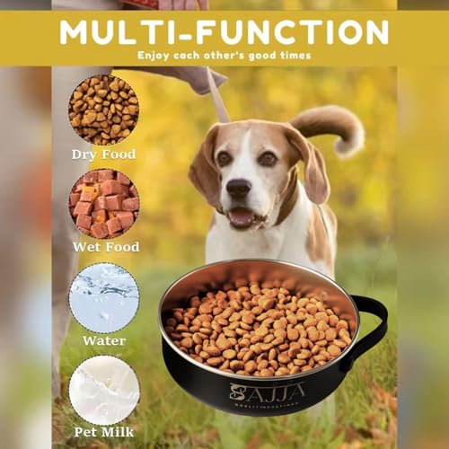 Black Slow Feeder Travel Dog Bowl Set – 30oz Stainless Steel + 20oz Collapsible Silicone Dish + Silicone Slow Feeder Insert | Water Bottle Holder | Non-Slip, Anti-Choking, BPA-Free – Claim - color: Slow feeder Black Bowl