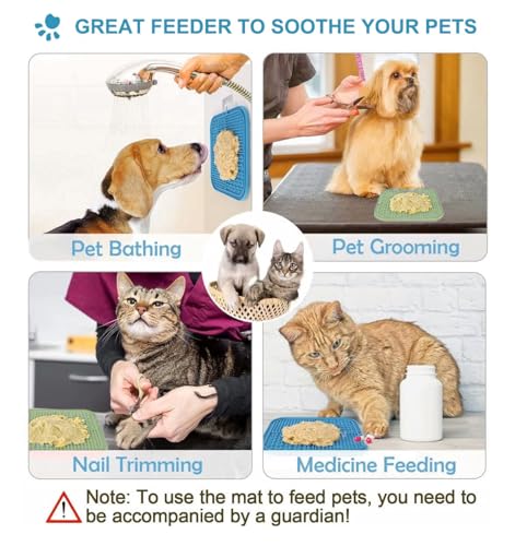 Licking Mat for Dogs & Cats with Suction Cups, 1 Pack Square Dog Slow Feeder Lick Pat for Anxiety Relief & Boredom, Dog Toys to Keep Them Busy, Pets Bathing Training Grooming Mat - color: Blue