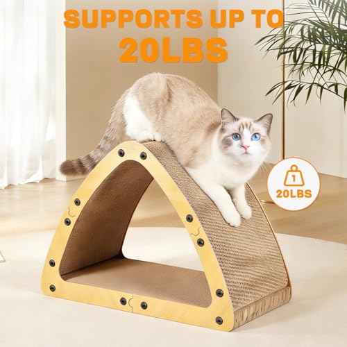 TIMIEEYA Cardboard Cat House - Triangle Cardboard Cat Scratcher Cozy Cats Lounger as Tunnel and Sofa, Cat Scratcher for Indoor Cats, Safe & Secure - size: Triangular shape