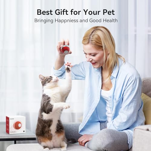 Cheerble Interactive Cat Ball Toy, Automatic Moving Ball Toy for Indoor Cat Kitten, Electric Pet Toy Fun Gift with Light, High Energy Cat Toys, Red - color: Red