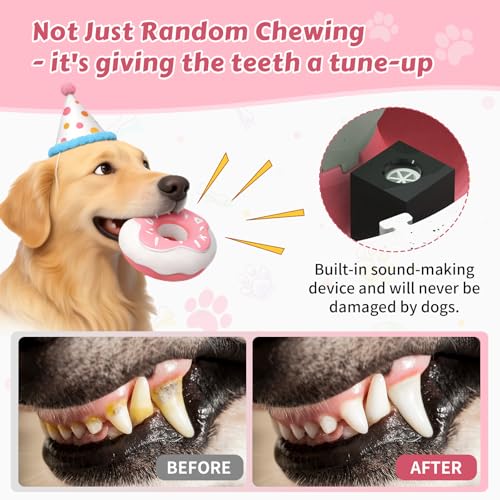 Tough Dog Chew Toys Indestructible Squeaky Toys for Aggressive Chewers Outdoor Swimming Interactive Tough Chew Toys for Medium and Large Dogs - color: Pink Donut