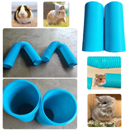 2 Pack Hamster Tunnel Ferrets Fun Tunnels Foldable Exercising Training Tubes Hideout Pipe Toy for Guinea Pigs Chinchillas Gerbils Mouse Rabbit Small Animal Pet Rats