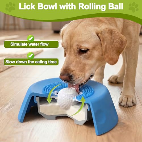 Slow Feeder Dog Lick Sphere Bowl, Non-Slip Lick Toy for Liquid Treat