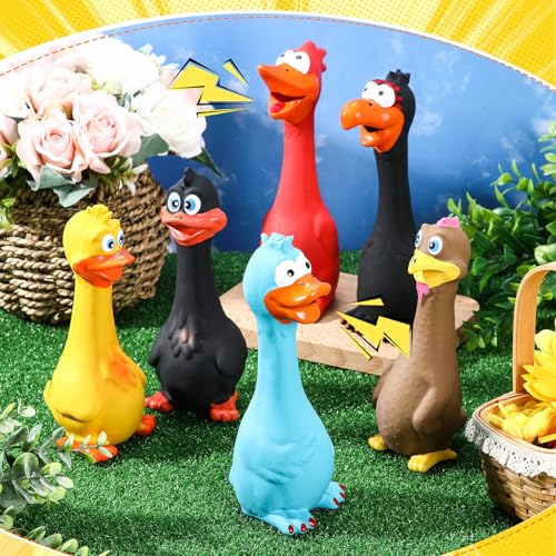 6 Pcs Latex Chicken Squeaky Dog Toys for Small Med Dogs, Cute Style
